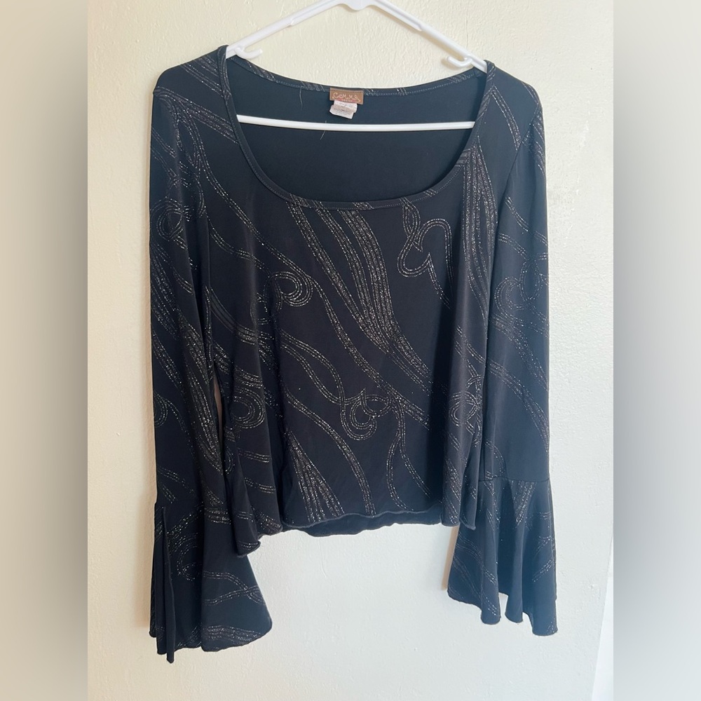 Vintage Black Silver Shimmer Blouse
